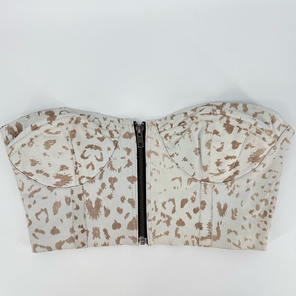 One Teaspoon Tops - One Teaspoon Mint Leopard Leather Bustier Corset Bodice Top